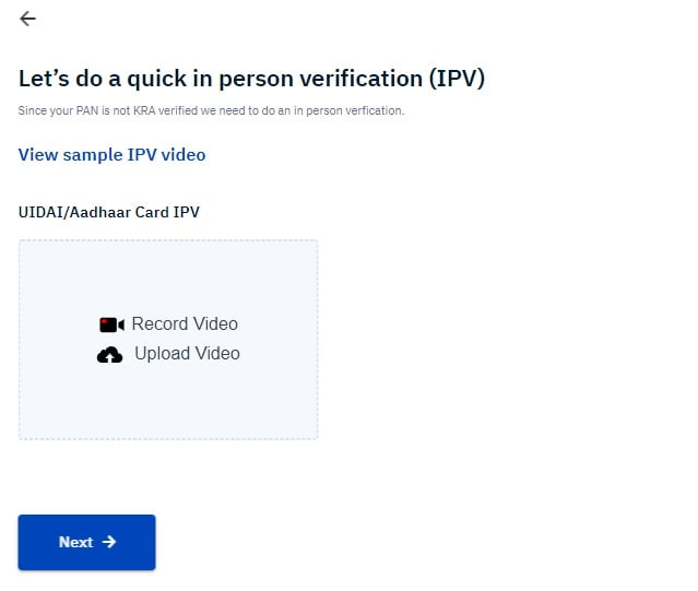 Upstox account opening IPV